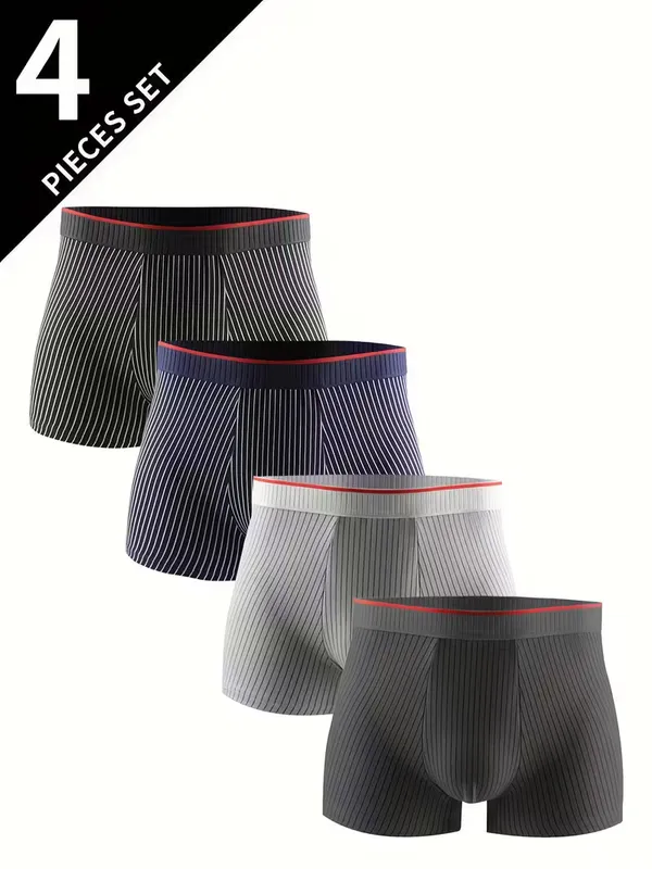 Men's_(PACK_OF_4)_Ice_Silk_Seamless_Boxer_Briefs_Breathable_Cool_Knitted_Fabric_Mesh_Shorts
