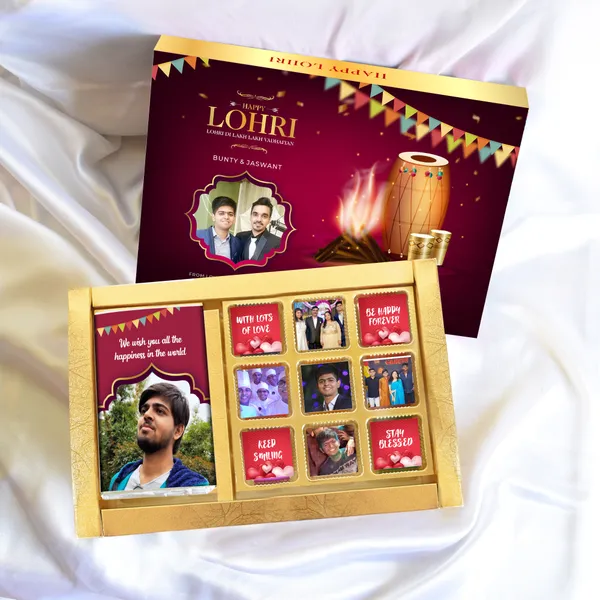 Lohri_Gift,_Personalised_/_Customized_Chocolate_Box_(9_Cubes_+_1_Bar)