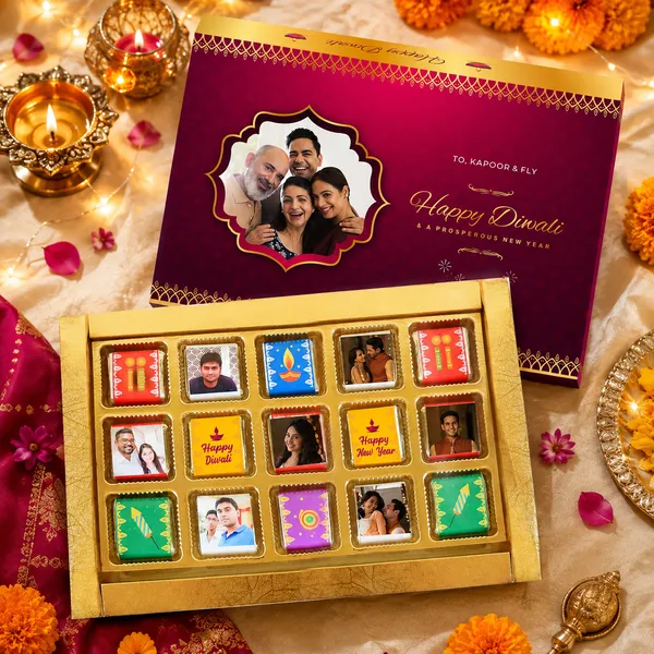 Diwali_Gift_Box,_Personalized/Customsed,_Assorted_Chocolates_(9_Cubes_/_15_Cubers)