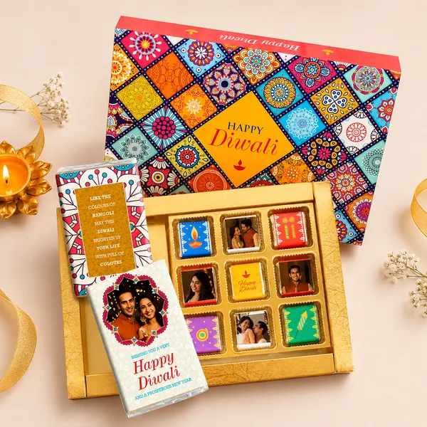 Diwali_Gift,_Personalised_/_Customized_Chocolate_Box_(2_Bars_+_9_Cubes)_Specially_For_Your_Loved_Ones