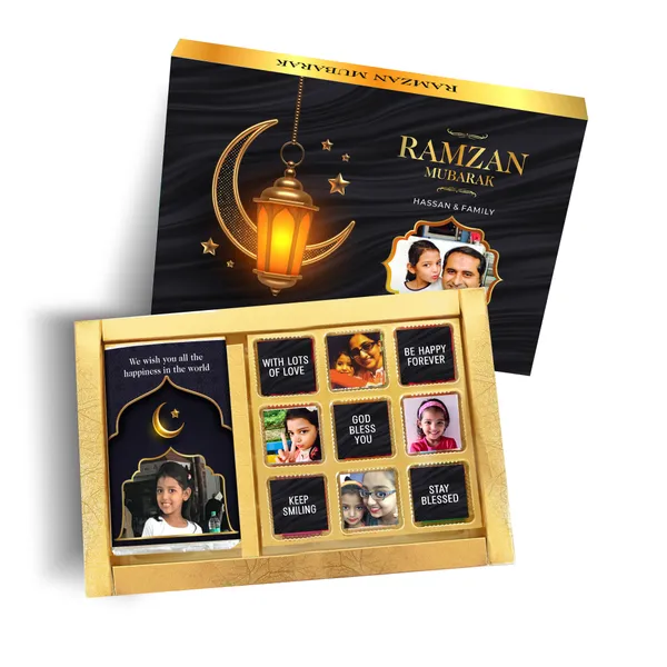 Eid_Gift_Box,_Personalised_Chocolate_Box_(1_Bar_+_9_Cubes)(Black)