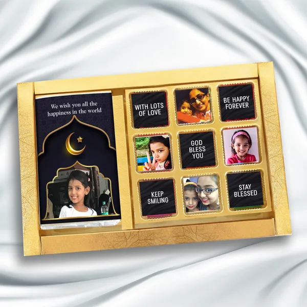 Eid_Gift_Box,_Personalised_Chocolate_Box_(1_Bar_+_9_Cubes)(Black)