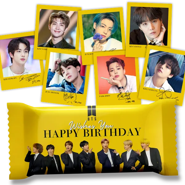 Bts_(K-Pop)_Birthday_Gift,_Chocolate_Large_Bar_+_7_Bts_Photos_With_Autograph_(100G)_(Yellow_Wrapper)
