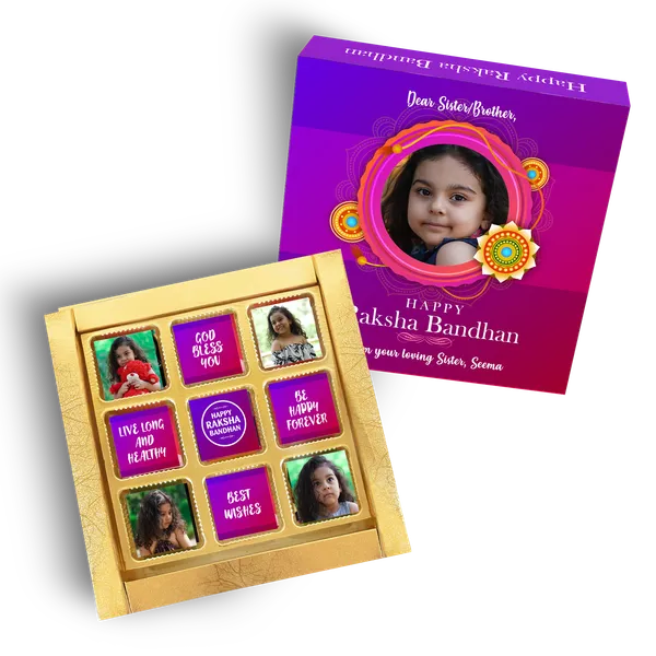Raksha_Bandhan_Gift_Box,_Personalized/Customsed,_Assorted_Chocolates_(9_Cubes)