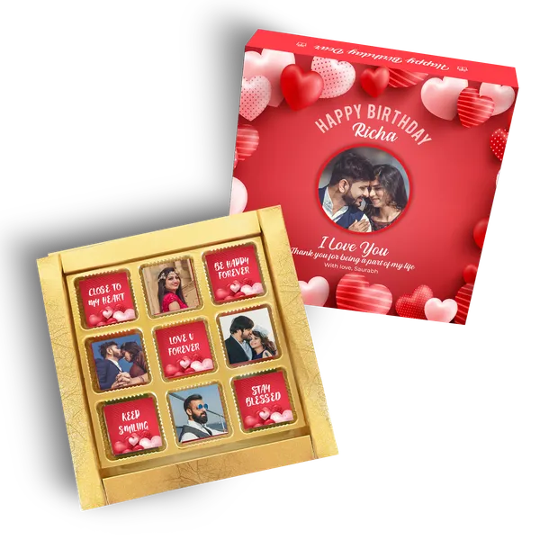 Birthday_Gift,_Personalised_/_Customized_Chocolate_Box_(9_Cubes)_Red_Box_With_Many_Hearts