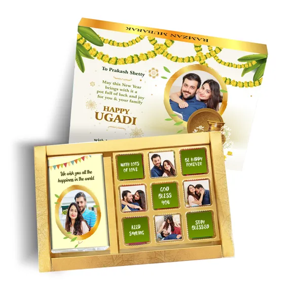 Ugadi_Gift,_Personalised_/_Customized_Chocolate_Box_(9_Cubes_+_1_Bar)