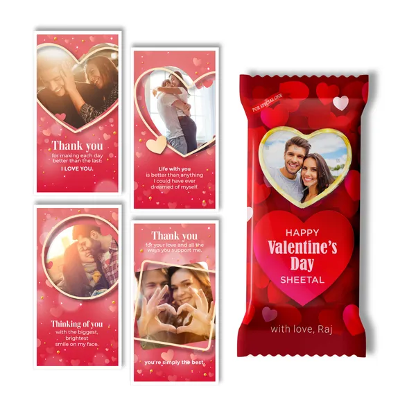 Valentine'S_Day_Gift,_Personalised_Chocolate_Large_Bar_(100G)_+_4_Cards_With_Photos_&_Beautiful_Messages