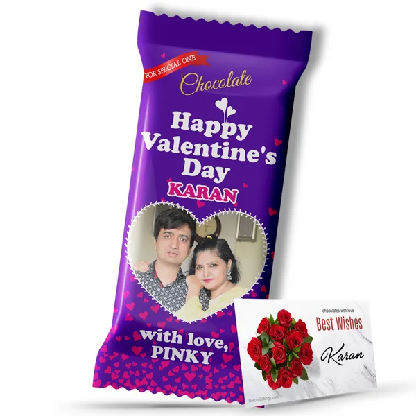 Valentine'S_Day_Gift,_Personalised_/_Customized_Chocolate_Large_Bar_(100G)_Purple_With_Pink_Hearts