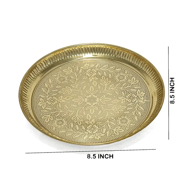 Golden_Pure_Brass_Nakshi_Flower_Design_Embossed_Aarti_Puja_Thali