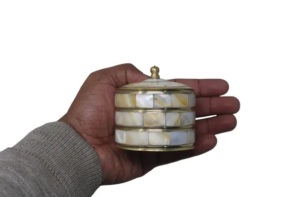 Golden_&_Pearl_Decorative_Jewelry_Trinket_Box_Unique_Gift_For_Home_Decor_Antique_Metal_Case_With_Mother_Of_Pearl_Sindoor_Box/Coin_Box
