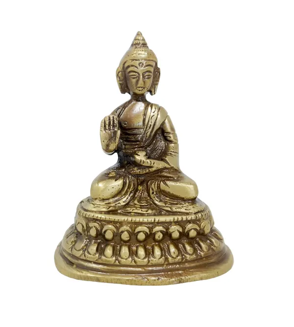 Golden_Buddha_Brass_Statue/Murti_For_Home_Decor,_Office,_Car_Dashboard,_Table_Decor,_Gifting_&_Puja_Idol_Murti_Sculpture