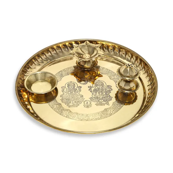 Golden_Festival_Ethnic_Puja_Thali,_Worship_Plate,_Traditional_Hindu_Temple_Decor,_Diwali_Festival_Gift