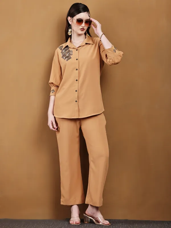 Brown_Hand-Embroidered_Cotton_Co-Ord_Set_For_Women