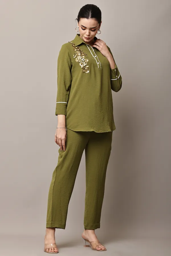Olive_Green_Hand-Embroidered_Coord_Set_For_Women_