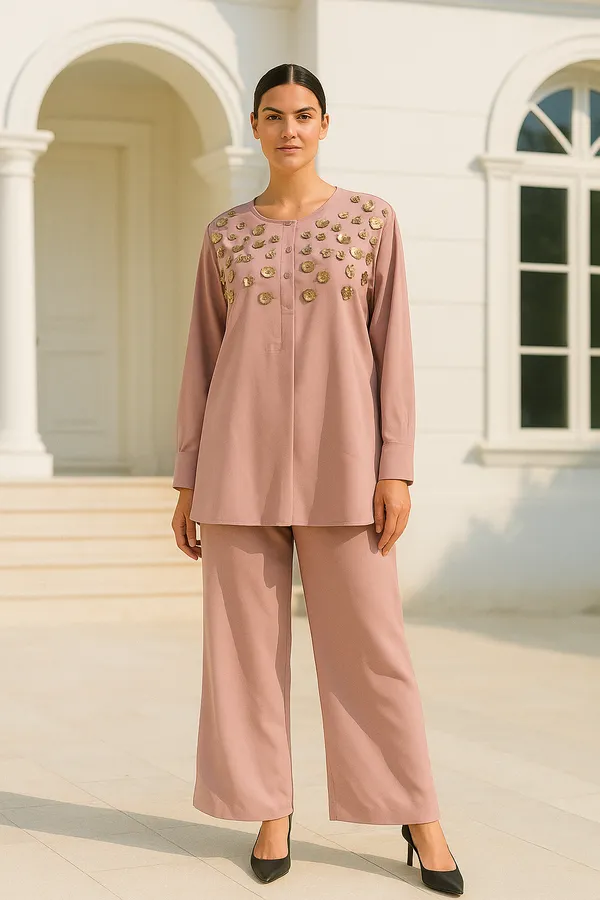 Peach_Hand-Embroidered_Coord_Set_For_Women_