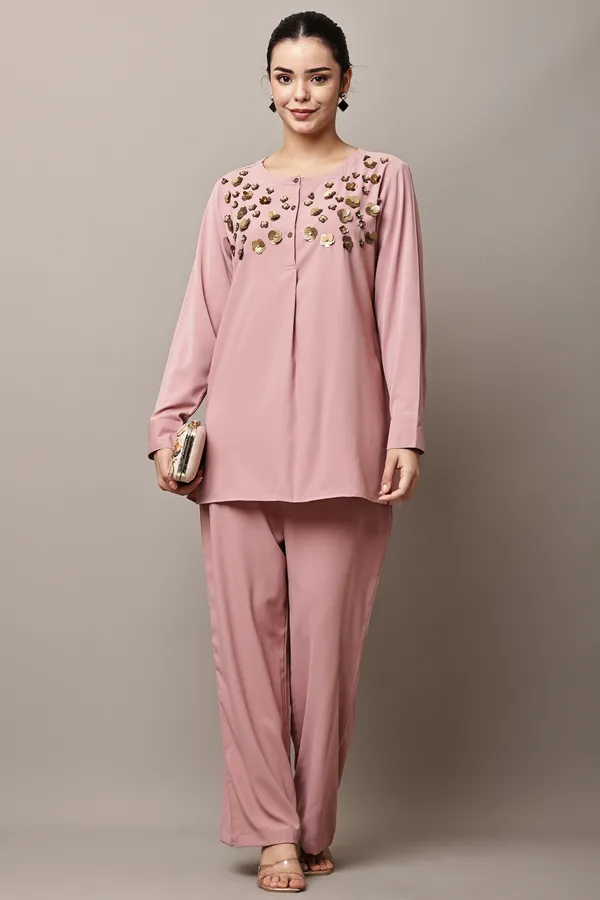 Peach_Hand-Embroidered_Coord_Set_For_Women_