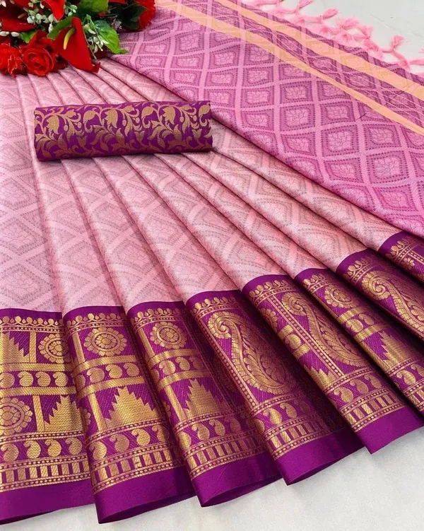 Dola_Silk_Ethnic_Jacquard_Border_Saree_with_Designer_Print_and_Pallu