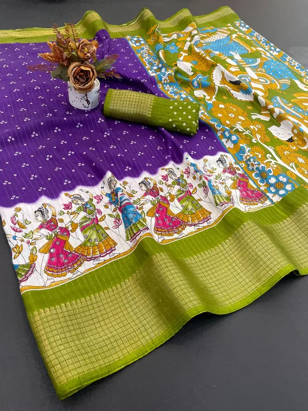 Exquisite_Dola_Doby_Silk_Saree_with_Kalamkari_Art