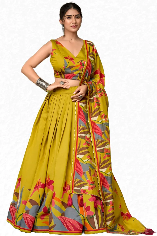 Exquisite_Floral_Fantasy:_Tusser_Silk_Lehenga_Choli_with_Intricate_Print_and_Dupatta_??