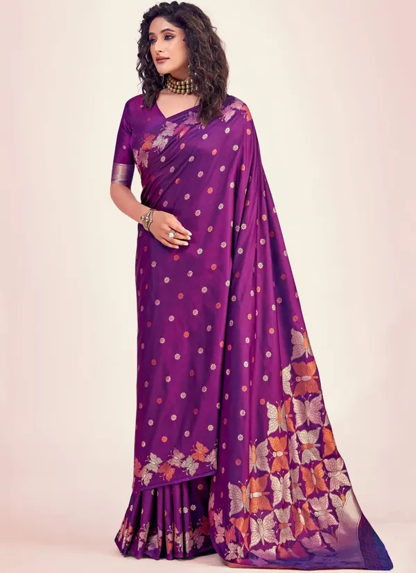 Deep_Purple_Banarasi_Silk_Saree_WIth_Fabulouse_Blouse_Piece