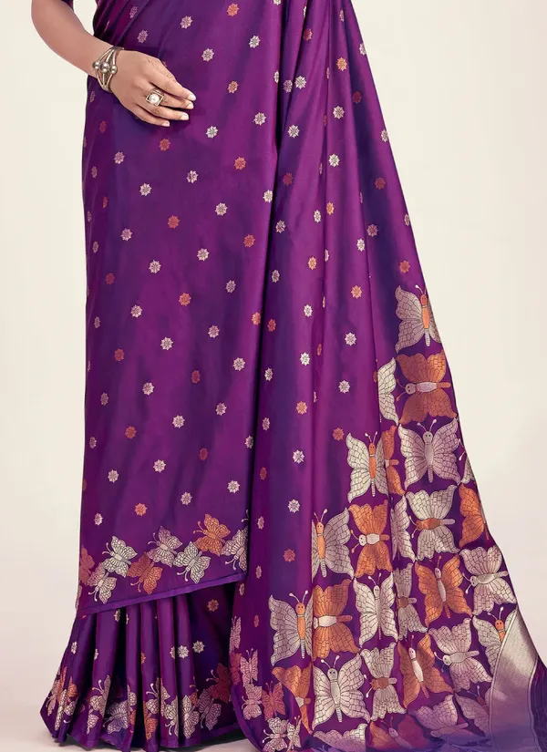 Deep_Purple_Banarasi_Silk_Saree_WIth_Fabulouse_Blouse_Piece