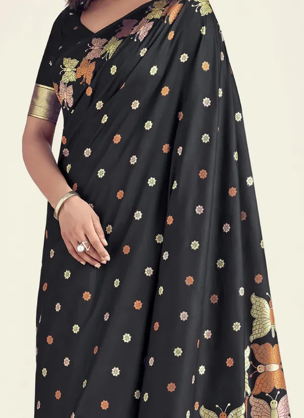 Elora_Black_Woven_Saree_With_Blouse