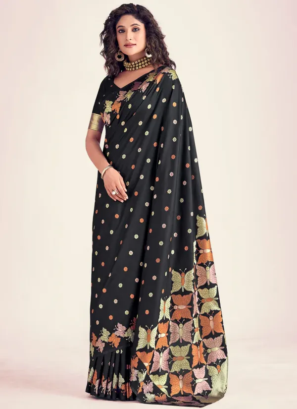 Elora_Black_Woven_Saree_With_Blouse