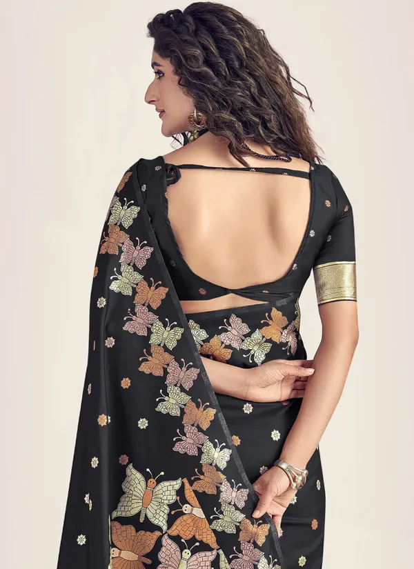 Elora_Black_Woven_Saree_With_Blouse