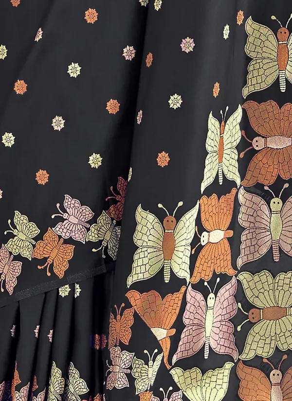 Elora_Black_Woven_Saree_With_Blouse
