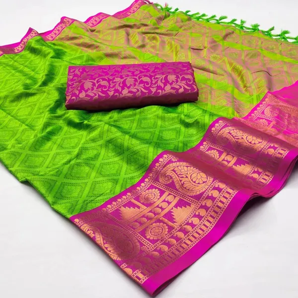 Dola_Silk_Ethnic_Jacquard_Border_Saree_with_Designer_Print_and_Pallu