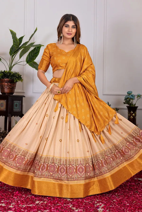 Presenting_a_perfectly_blended_Tussar_silk_lehenga_for_festive_season_to_charm_your_look!?