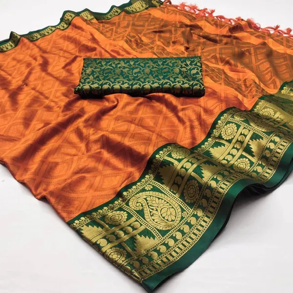 Dola_Silk_Ethnic_Jacquard_Border_Saree_with_Designer_Print_and_Pallu