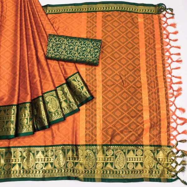 Dola_Silk_Ethnic_Jacquard_Border_Saree_with_Designer_Print_and_Pallu