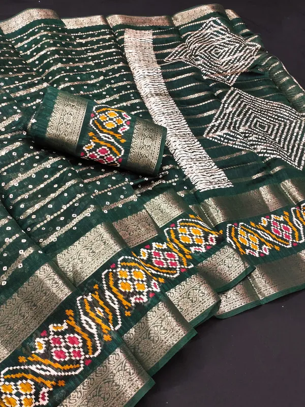 Traditional_Bandhani_Style_Dola_Silk_Saree_with_Rich_Jacquard_Border