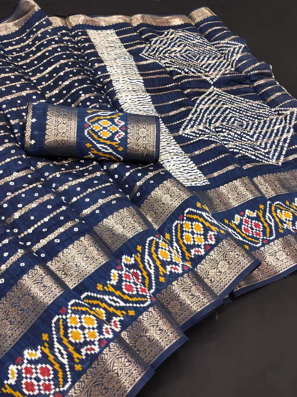 Traditional_Bandhani_Style_Dola_Silk_Saree_with_Rich_Jacquard_Border