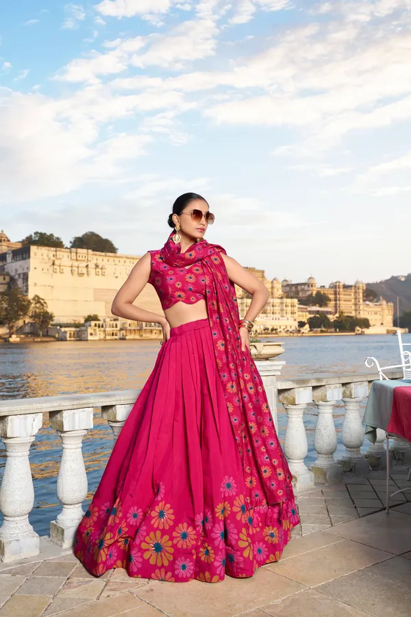 Exquisite_Floral_Fantasy:_Tusser_Silk_Lehenga_Choli_with_Intricate_Print_and_Dupatta_??