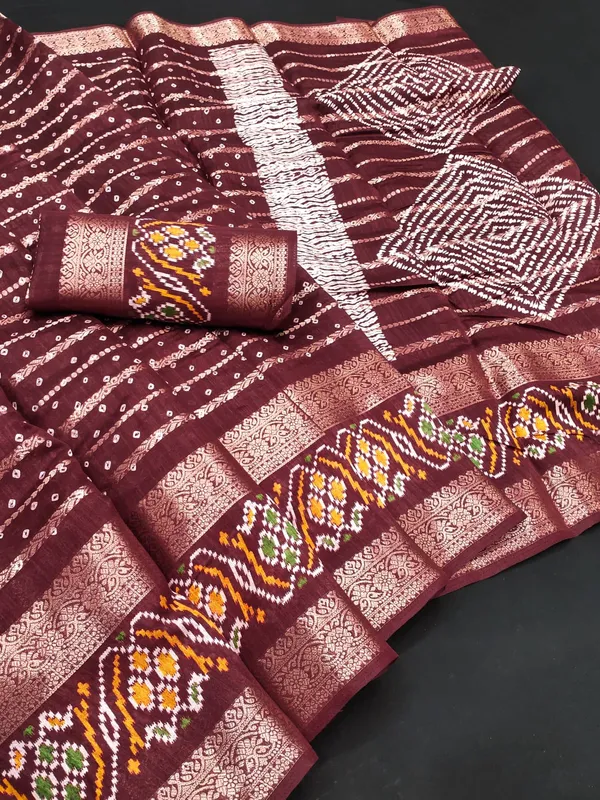Traditional_Bandhani_Style_Dola_Silk_Saree_with_Rich_Jacquard_Border