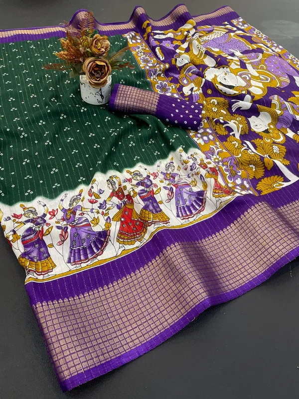 Exquisite_Dola_Doby_Silk_Saree_with_Kalamkari_Art
