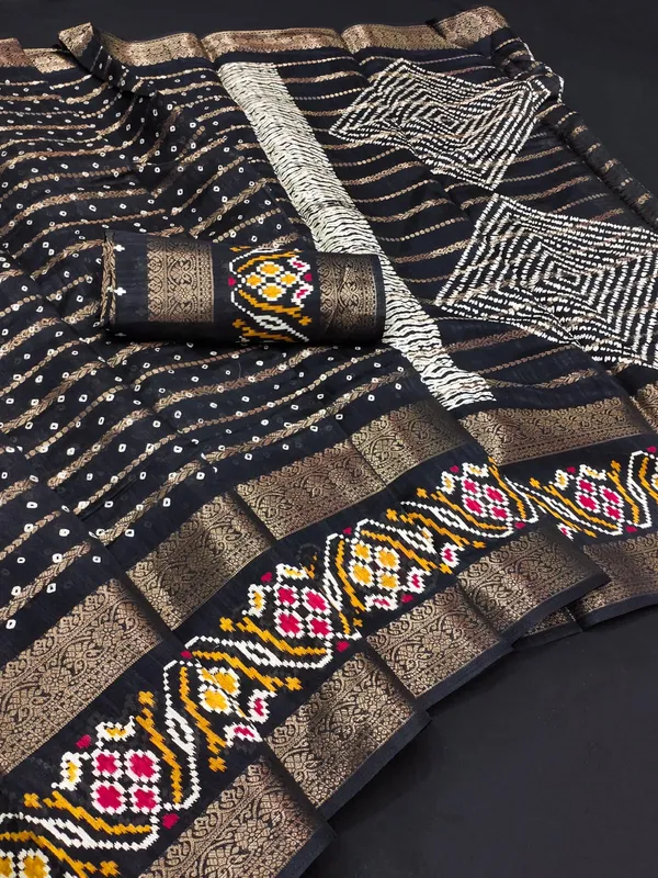 Traditional_Bandhani_Style_Dola_Silk_Saree_with_Rich_Jacquard_Border