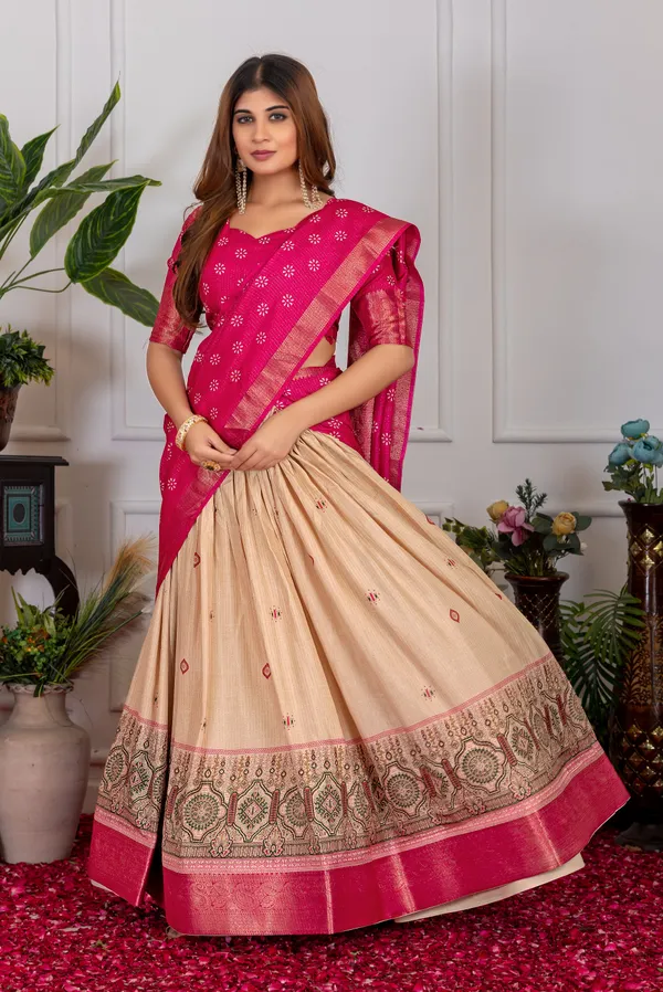 Presenting_a_perfectly_blended_Tussar_silk_lehenga_for_festive_season_to_charm_your_look!?