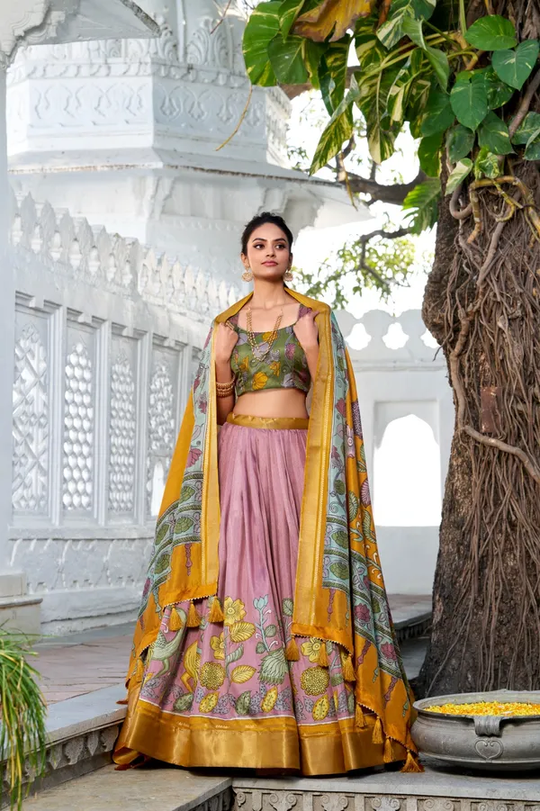 Presenting_a_perfectly_blended_Tussar_silk_lehenga_for_festive_season_to_charm_your_look!?