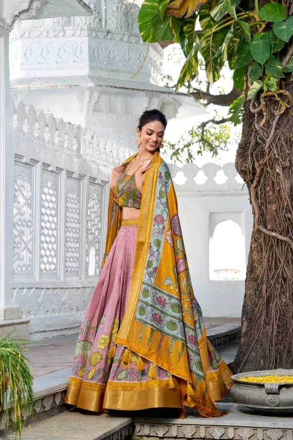Presenting_a_perfectly_blended_Tussar_silk_lehenga_for_festive_season_to_charm_your_look!?