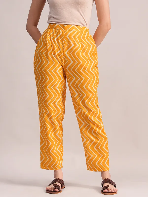 Mustard_Yellow_Floral_Printed_Kurta_With_Chevron_Printed_Pants_&_Dupatta_Set_For_Women__|_Premium_Kurta_Set_For_Daily_Wear