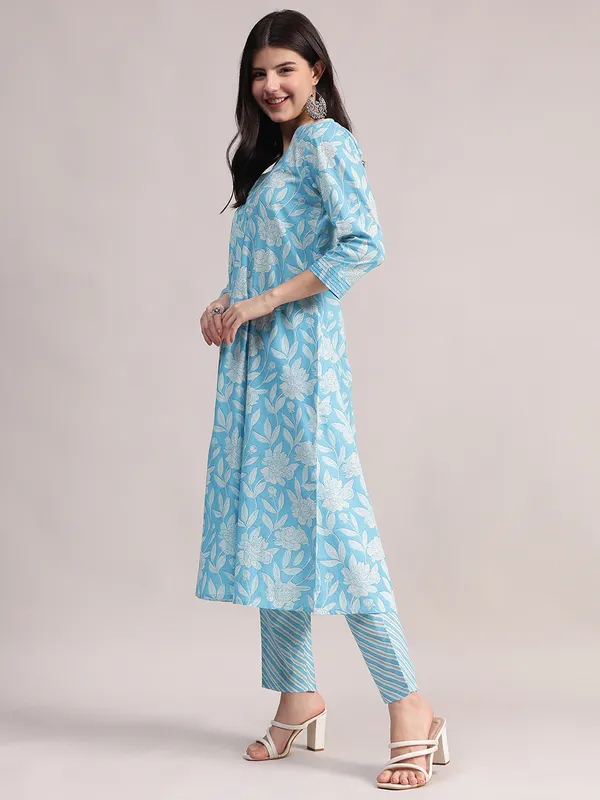 Sky_Blue_Floral_Printed_A-Line_Kurta_With_Striped_Pants_&_Dupatta_Set_For_Women_|_Premium_Kurta_Set_For_Daily_Wear