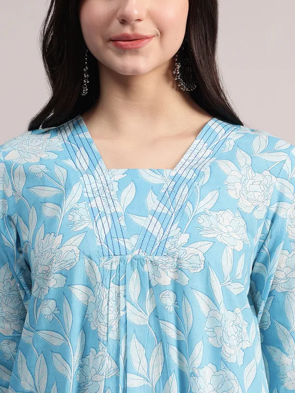 Sky_Blue_Floral_Printed_A-Line_Kurta_With_Striped_Pants_&_Dupatta_Set_For_Women_|_Premium_Kurta_Set_For_Daily_Wear