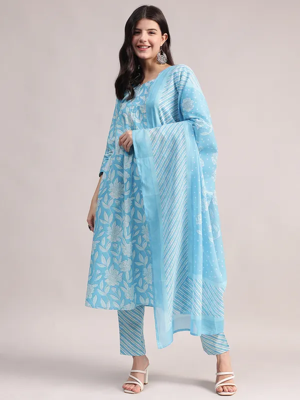 Sky_Blue_Floral_Printed_A-Line_Kurta_With_Striped_Pants_&_Dupatta_Set_For_Women_|_Premium_Kurta_Set_For_Daily_Wear