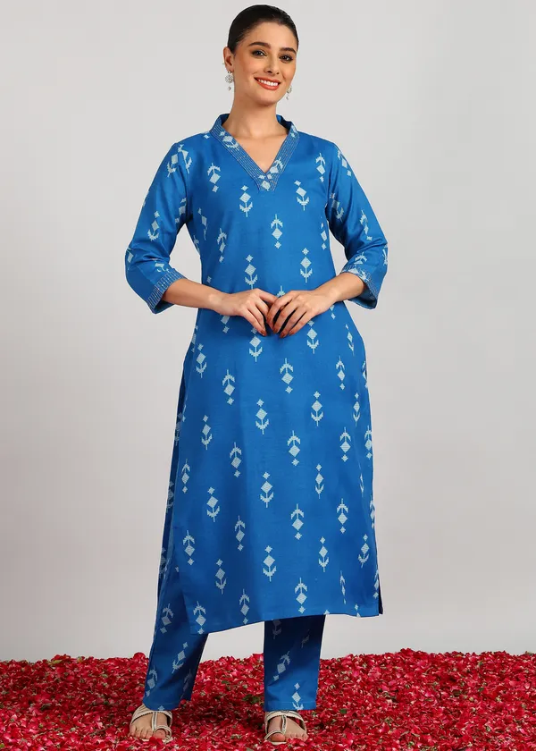 Pack_of_2_Off-White_&_Blue_Embroidered_Cotton_Flex_Co-Ord_Set_For_Women