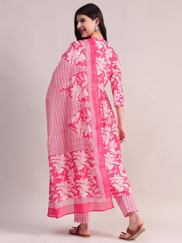Pink_Floral_Cotton_Kurta_With_Lace_Detailing,_With_Trouser_&_Dupatta_For_Women