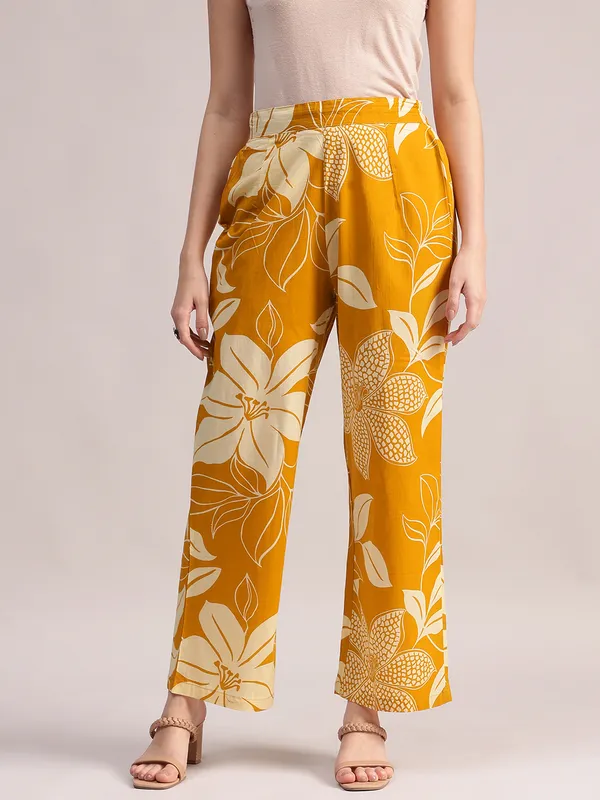 Pack_of_2_Mustard_Yellow_&_Purple_Floral_Printed_Cotton_Co-Ord_Set_For_Women