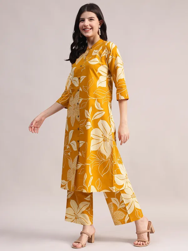 Mustard_Yellow_&_White_Floral_Printed_Cotton_Co-Ord_Set_For_Women